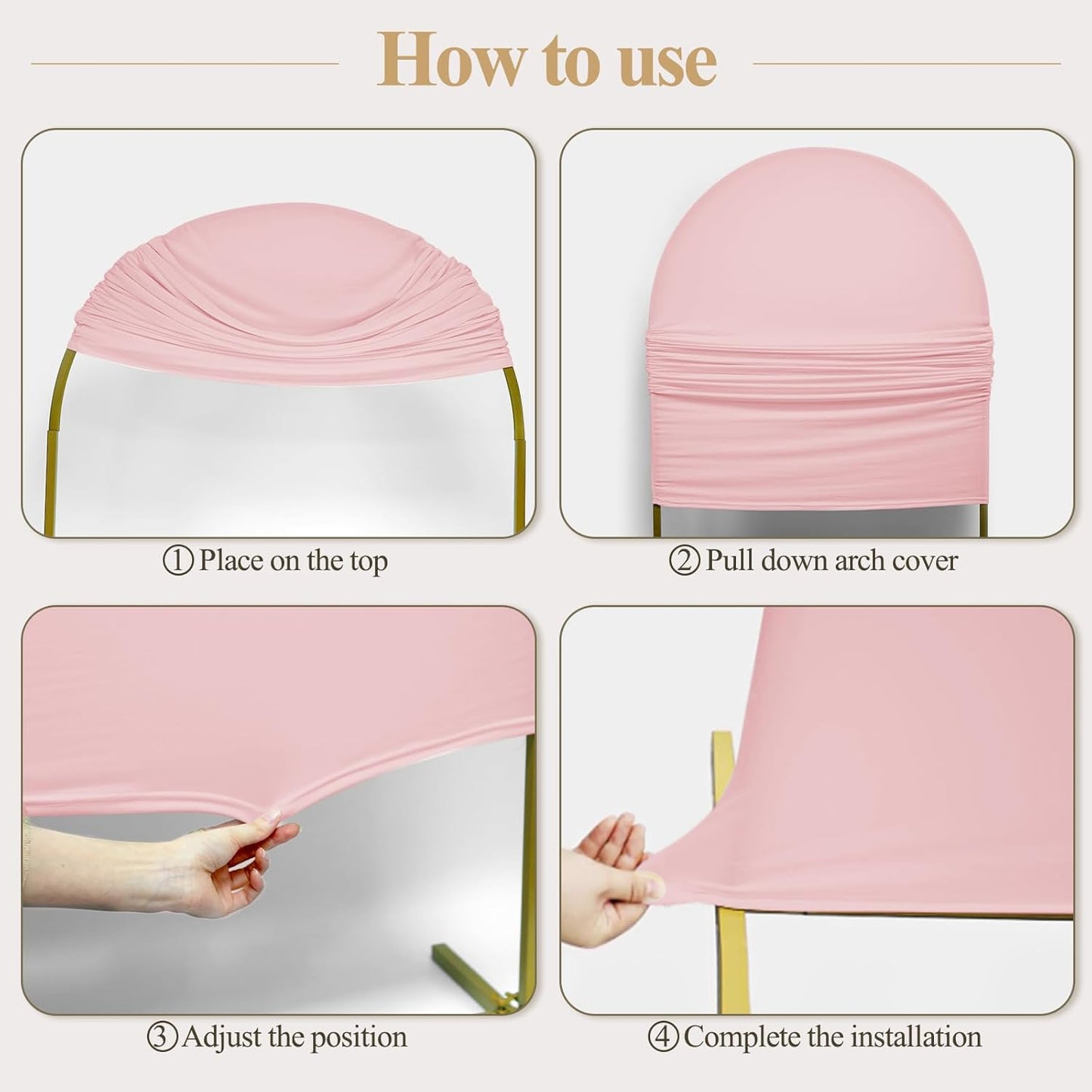 Ledido Wedding Arch Backdrop Cover 6FT Arch Covers Fitted Stretchy Spandex Round Top Stand Backdrop Cover for Wedding Banquet Ceremony Birthday Party Baby Shower Event Decoration,Pink