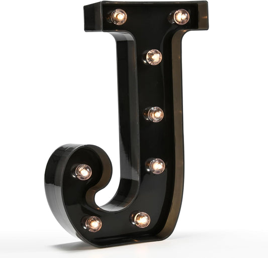 Light Up Black Alphabet Marquee Letters Sign LED Marquee Number Lights Sign for Night Light Home Bar Christmas Lamp Wedding Party Birthday Decoration J