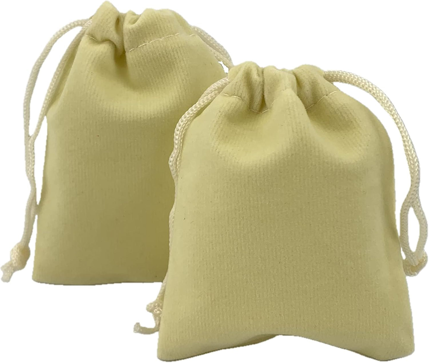 Palmhomee Pack of 48 3x4 Inch Velvet Drawstring Bags Gift Bag Velvet Pouch For Jewelry Wedding and Party Favor (Cream)