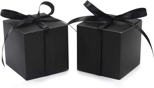 COTOPHER 60pcs Small Gift Boxes, Favor Boxes 2x2x2 inches Paper Gift Boxes with Ribbons Candy Box for Wedding Favors Baby Shower Bridal Shower Birthday Party (Black)