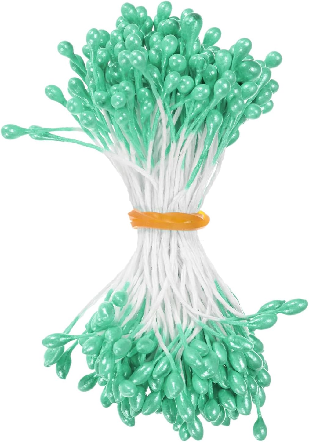 150-Pack Flower Stamens for Crafts, 5mm Double Heads Artificial Pearl Floral Pistil Mini Flower Pollens Stamens for DIY Making/Wedding/Scrapbook Decoration [Light Green]