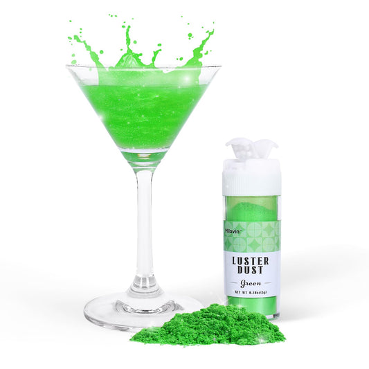 Green Edible Glitter for Cocktails, Luster Dust Edible 5g, Edible Glitter for Cake Decorating, Drinks Glitter, Perfect for Cupcakes, Baking, Chocolate, Strawberries, and Waffles(0.18oz, Green)