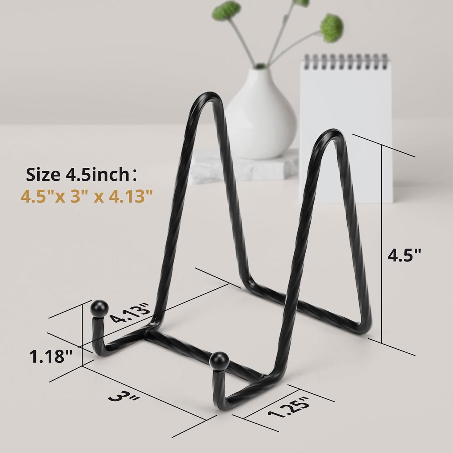 3 Pack 4.5inch YCLYC Picture Stands for Display, Black Metal Plate Stands for Display - Decorative Plate Stand, Plate Holder Display Stand, Picture Frame Stand - Plate Display Stands for Picture Stand