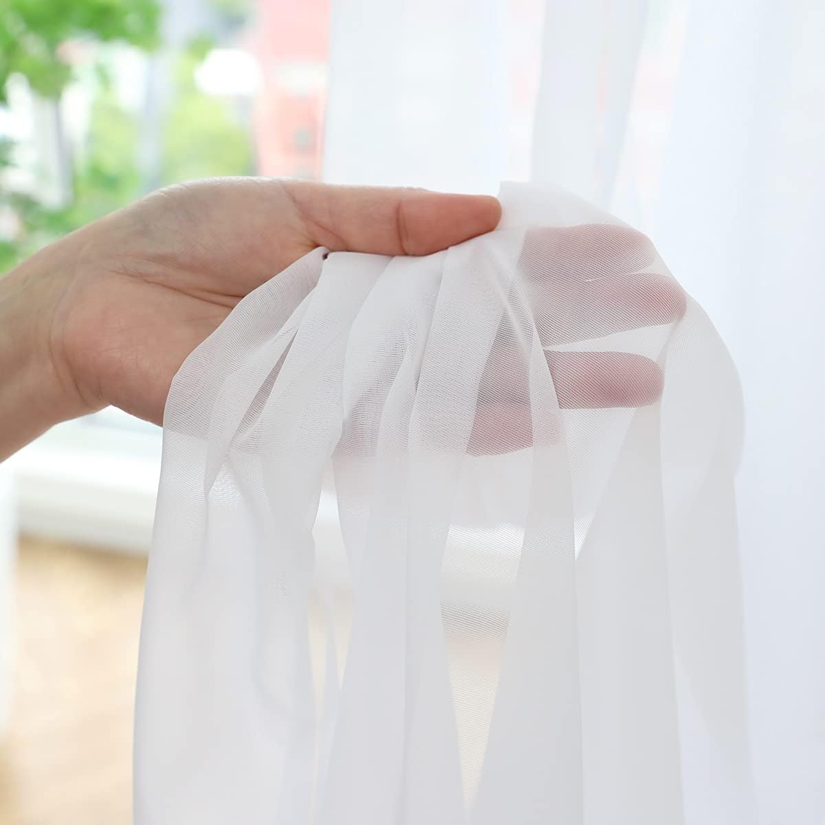 Window Ivory Sheer Curtains 60 Inches Width 45 Inches Long 2 Panels Sheer Curtains Clear Curtains Basic Rod Pocket Panel for Home/Living Room/Bedroom/Kids Room