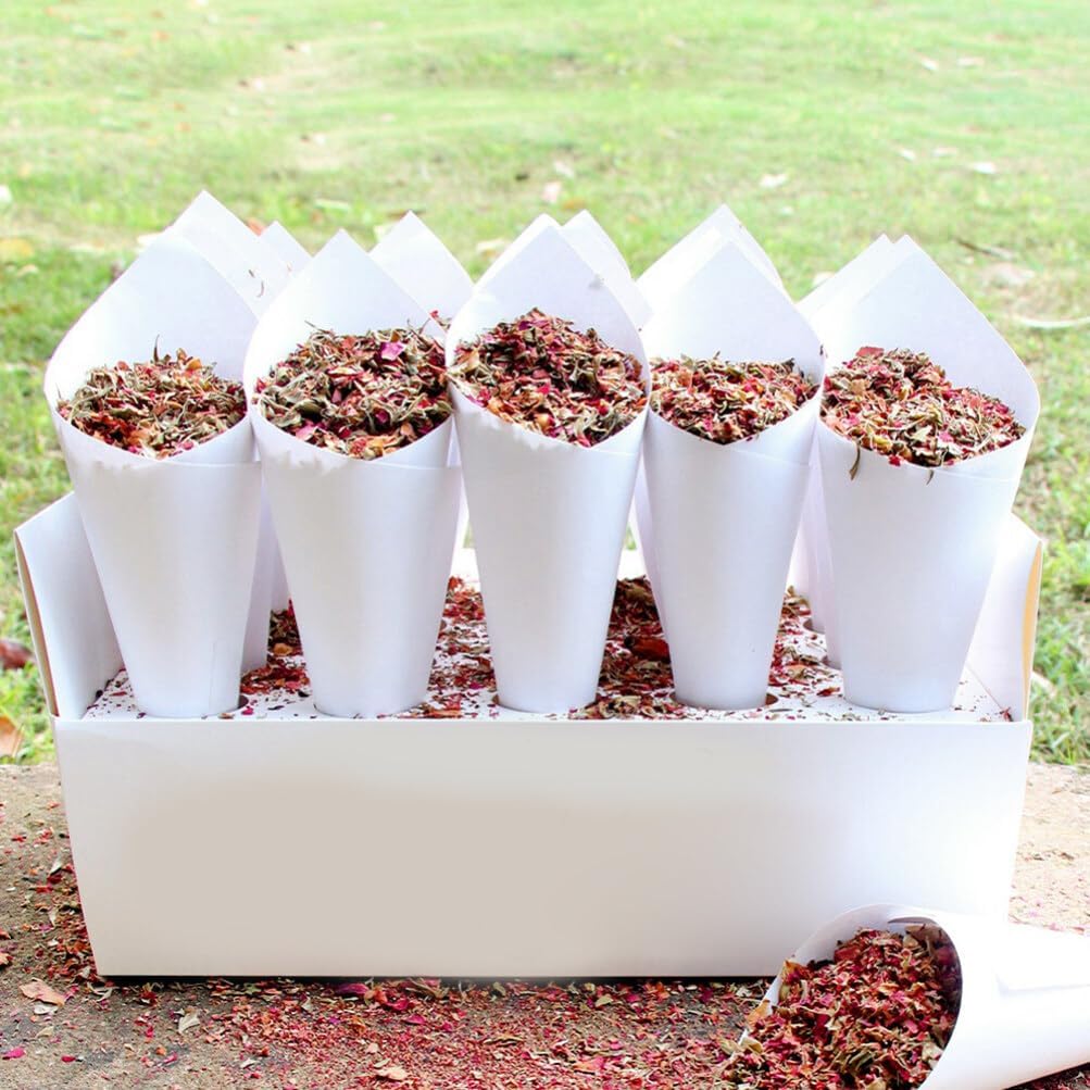 PRETYZOOM 60pcs Flower Cones Confetti Cones Rose Petal Candy Kraft Paper Cones Party Accessory Congratulation Accessories .07inches