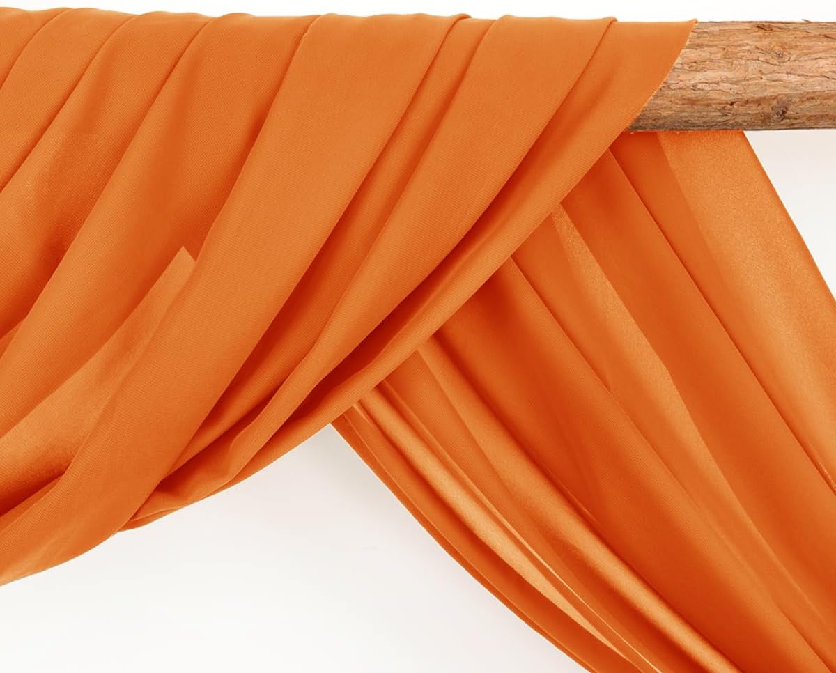 Wedding Arch Draping Fabric 1 Panel 30'' x 18FT Orange Sheer Chiffon Arch Drapery for Photo Booth Bridal Shower Baby Shower Church Decor Newborn Photography Christening Outdoor Party
