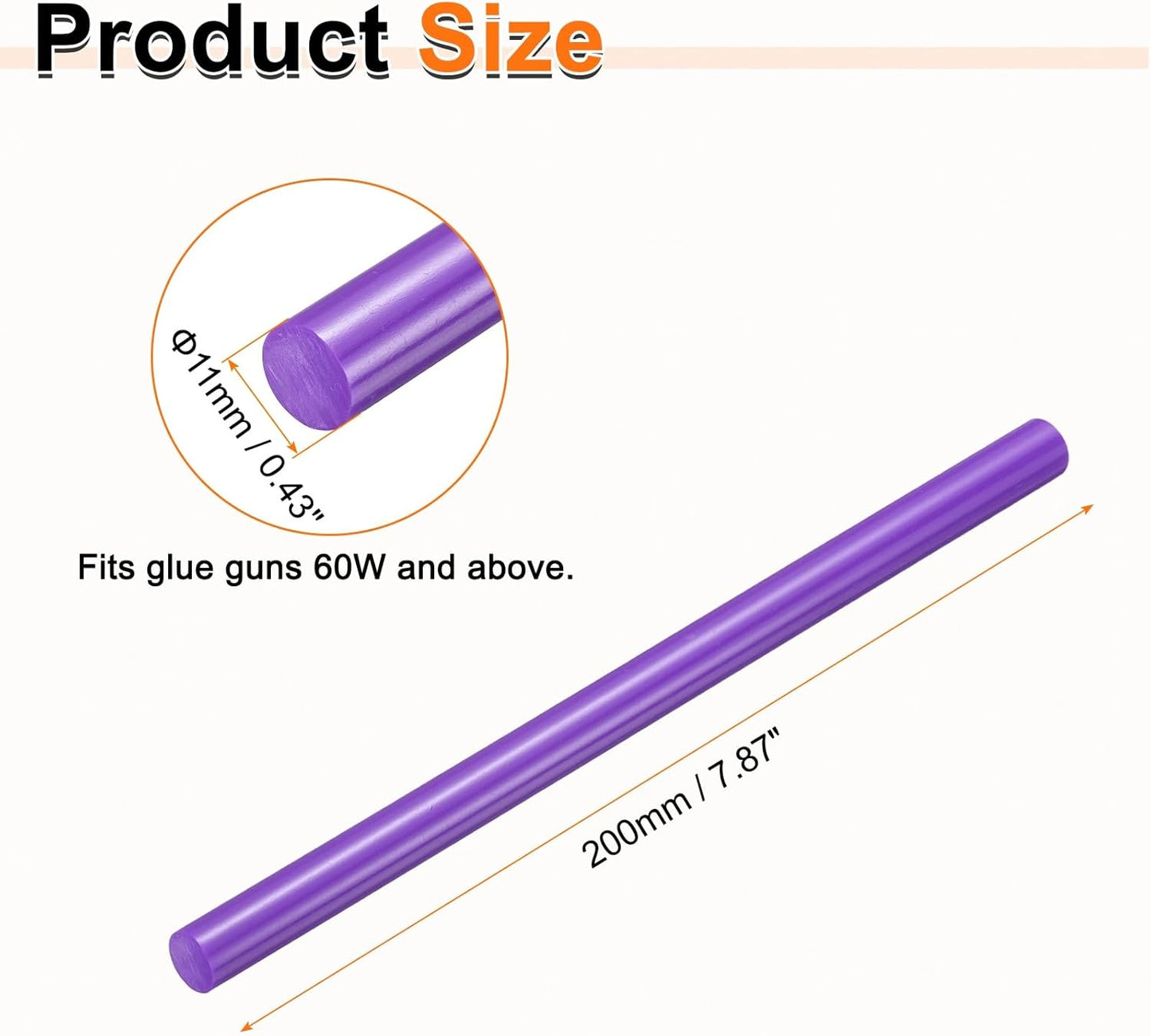 HARFINGTON 10pcs Hot Glue Sticks 0.43" Dia x 7.87" Long EVA Mini Hot Melt Adhesive Glue Stick for Hot Melt Gun Wood Plastic Glass Flowers Fabrics Foam, Purple