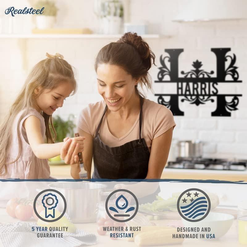 RealSteel Split Letter Name Monogram, Personalized Metal Sign, Custom Letter Alphabet Split Wall Decor Steel Monogram, Perfect for Birthdays, Weddings, Anniversary, Housewarming Gifts