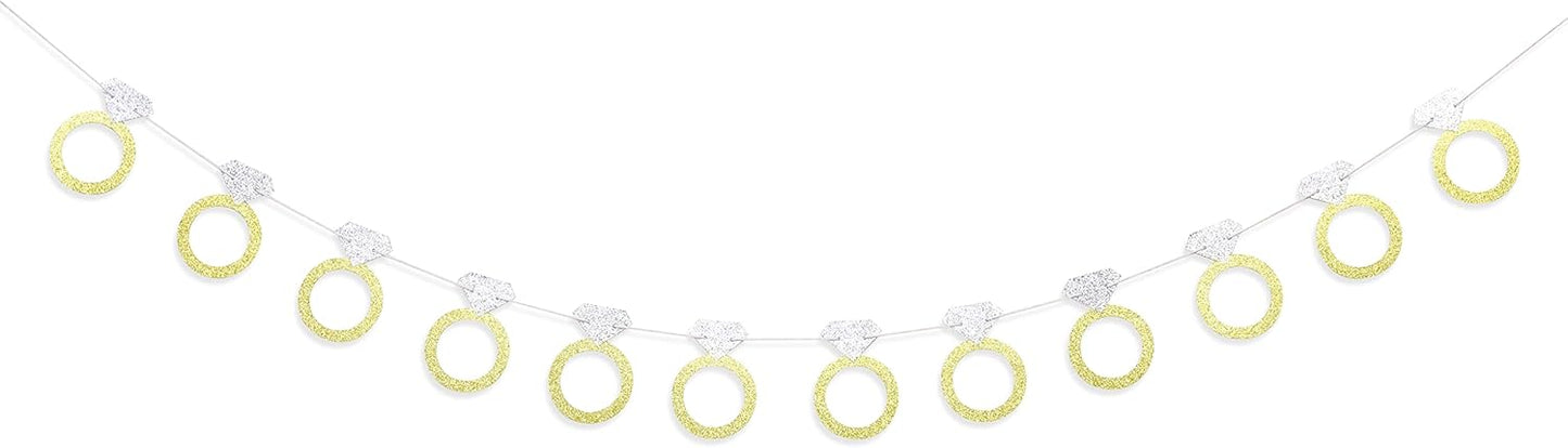 Bachelorette Party Banner - Glitter Gold and Silver Diamond Ring Banner, Engagement Party Decorations, Bride to Be Decorations, Bridal Shower Decorations