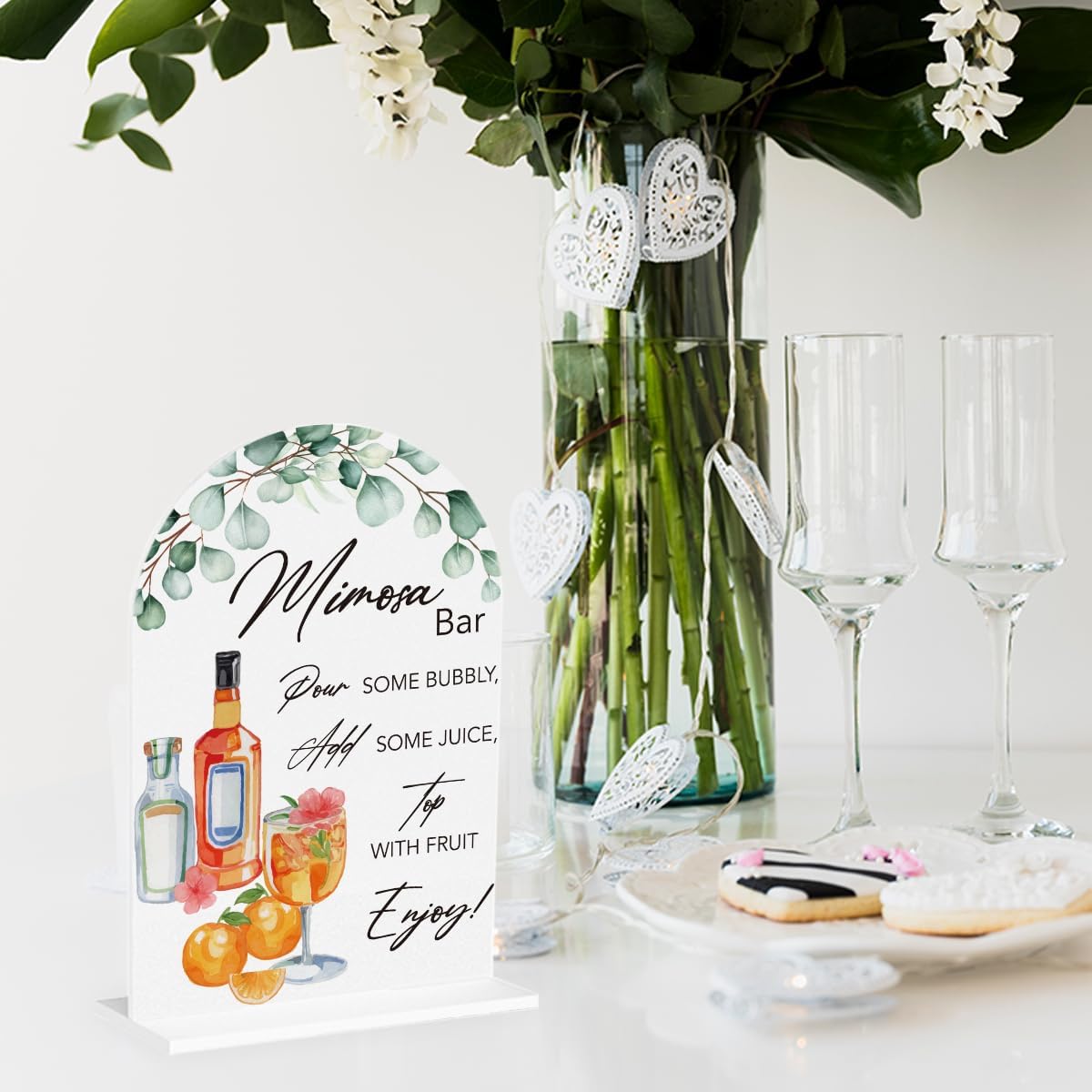 Mimosa Bar Sign for Wedding Acrylic Arch Wedding Bridal Shower Baby Shower Welcome Table Signs for Ceremony and Reception Decor Mimosa Bar Supplies 7 x 5 Inches