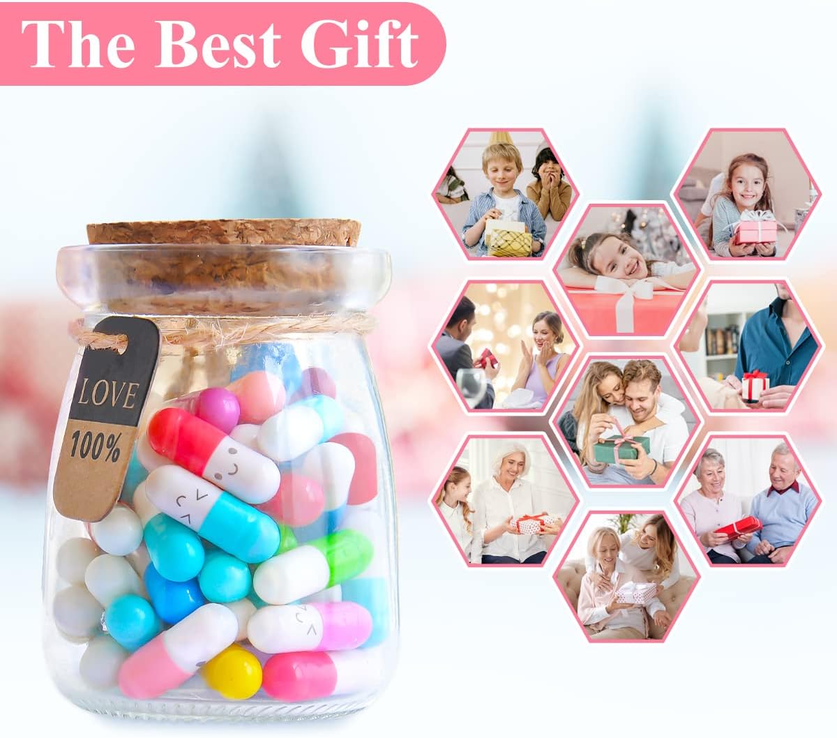 Capsule Letters in a Bottle, Capsule Message in A Bottle, Christmas Friendship Gift for Your Girlfriend Boyfriend Wife Sister Bestfriend Birthday Valentine’s Day Gifts