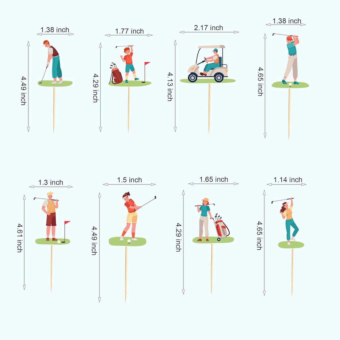 24pcs Golf Cupcake Toppers Golf Carts Cupcake Picks for Golf Sports Player Theme Baby Shower Kids Birthday Party Cake Decorations Supplies