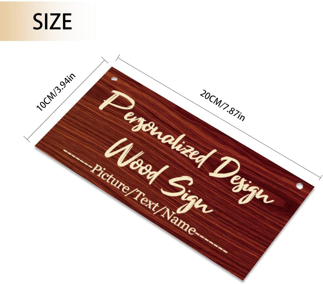 Custom Hanging Wood Sign, Personalized Text Door Sign Plaque, Customized Wall Sign, Customizable Wood Board with Hanging String for Home Decor, Store, Farm 7.8x3.9 inch