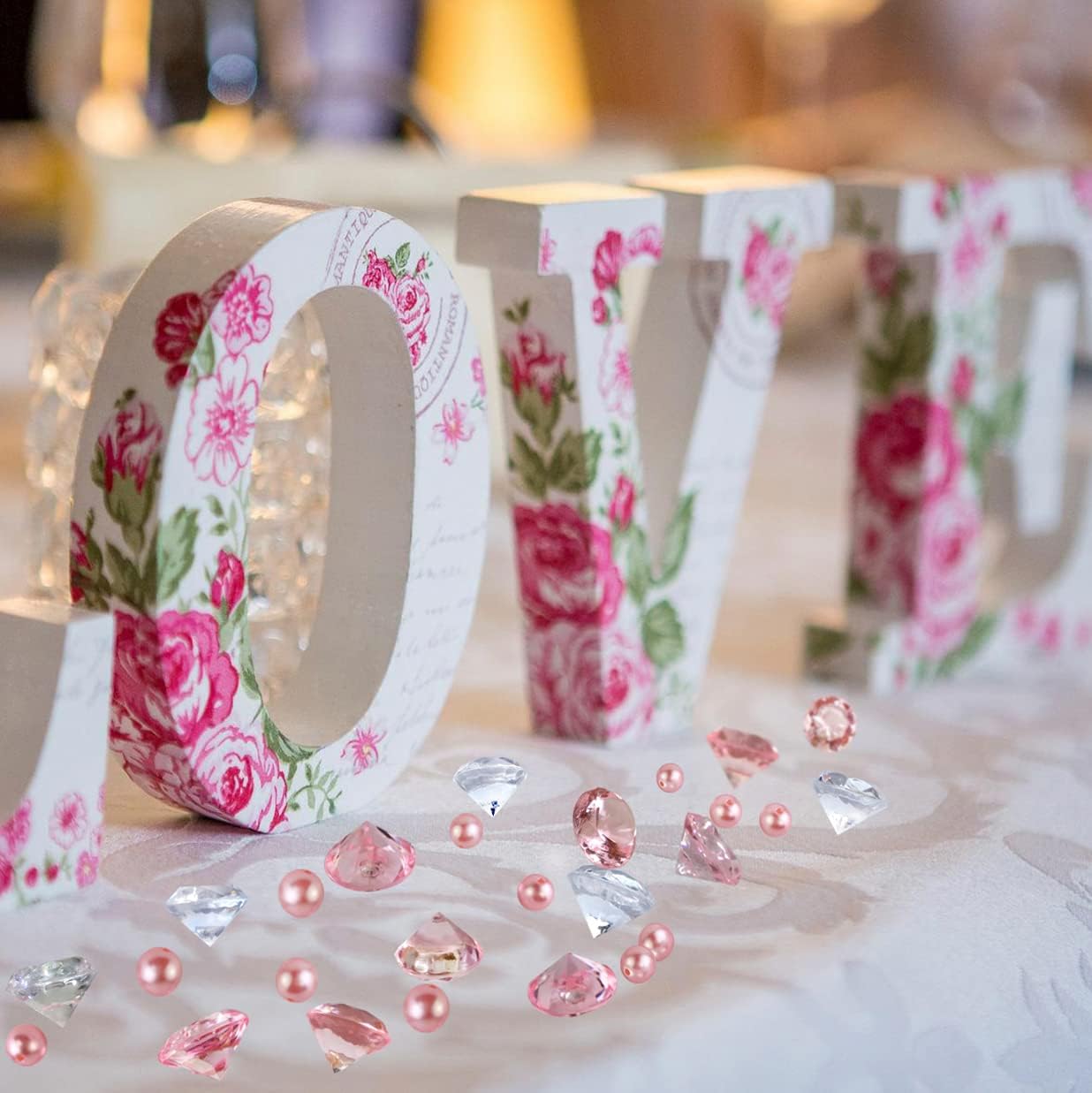 HappyFiller 250 PCS Pink Acrylic Crystals Gems 20 mm Fake Diamonds Party Favors Confetti Wedding Reception Decorations Table Scatter Poppers,Arts Crafts,Vase Fillers,Diving Pool Treasure Jewels