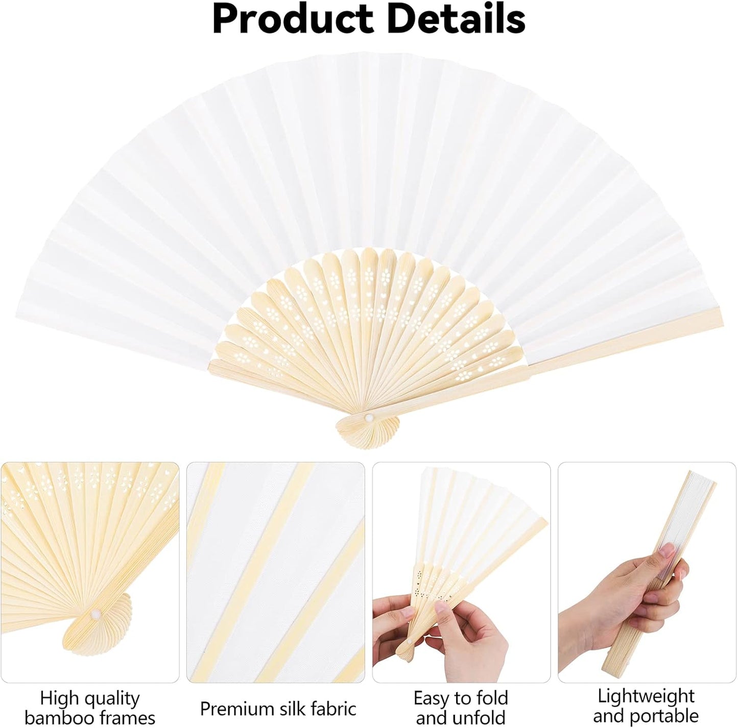 MCEAST 30-Piece Silk Folding Fans with Bamboo Frames - Multicolor, Perfect for Weddings, Parties, Home Decor