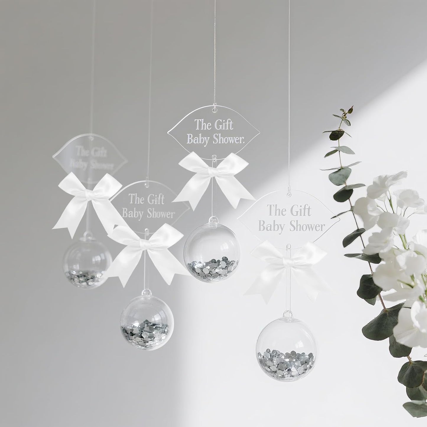 50 Pieces Gift Wrap Bows Premium Satin Ribbon Bows 3.3 Inch Craft Bows for Gift Wrapping DIY Treat Bags Holiday Gifts Bag Party Decorations, Wedding Decor Christmas Birthday Presents (White)