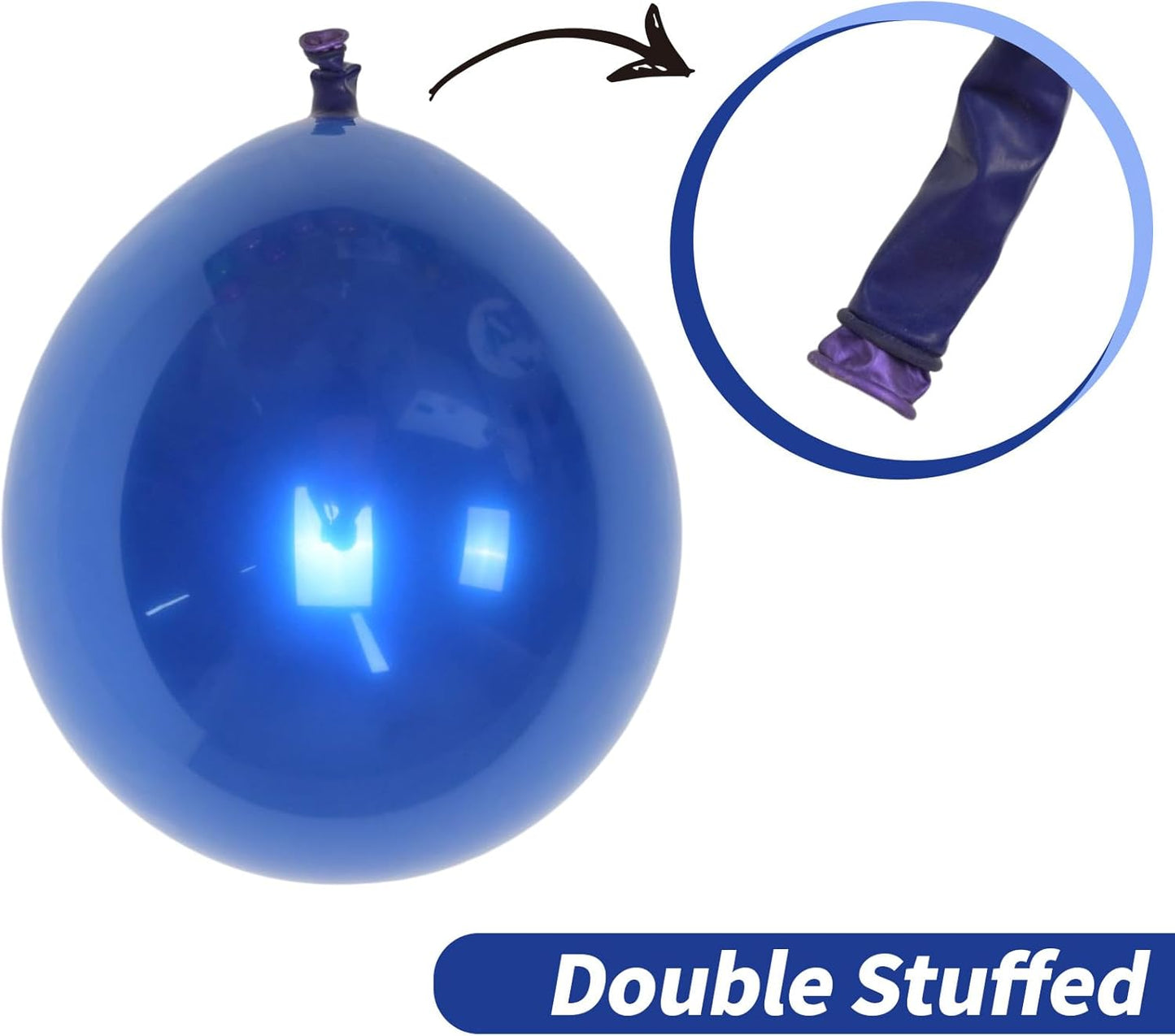 Chrome Blue Balloons, 50 PCS 10 Inch Double-Layered Metallic Royal Blue Balloons, Shiny Thick Chrome Metallic Dark Blue Latex Helium Balloons for Boys Men Birthday Graduation Party Decoration Supplies