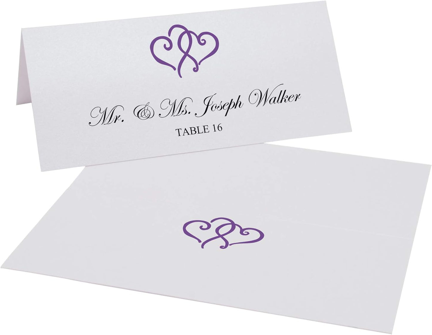 Linked Hearts Place Cards, Purple (Choose Color), Set of 150, Pre-cut and Scored - Wedding, Party, Dinner, and Special Events - Made in the USA