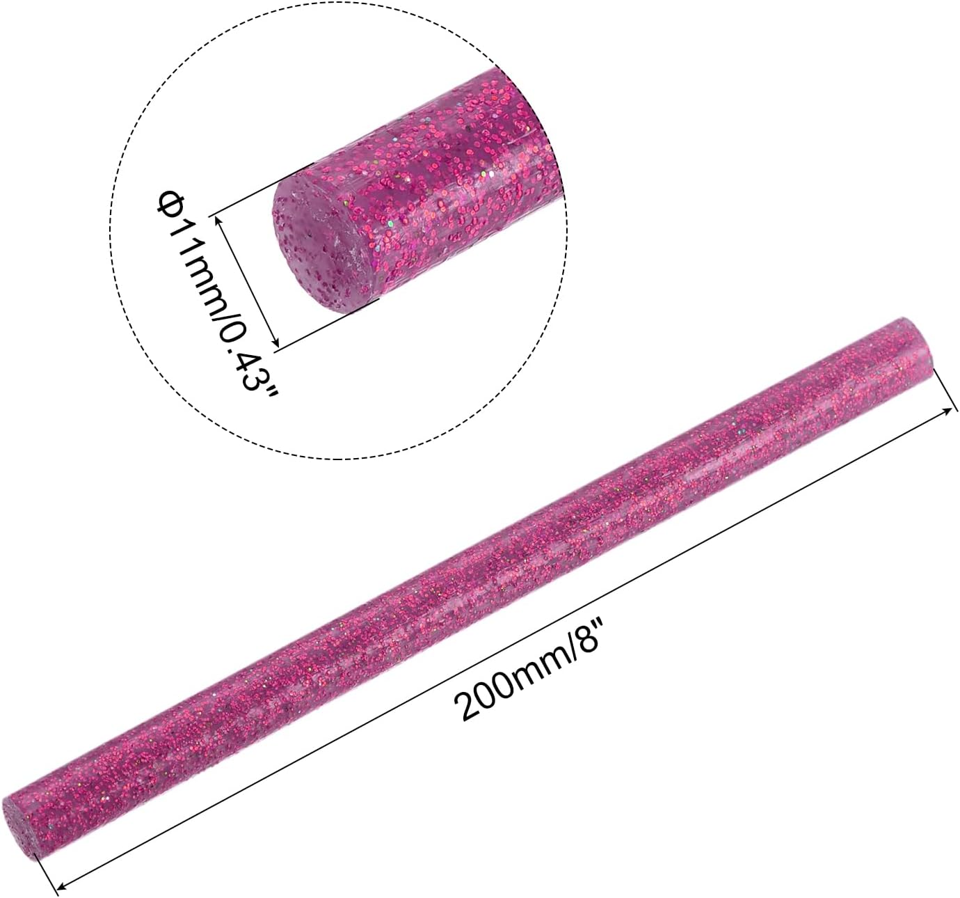 uxcell 20pcs Hot Glue Sticks for Glue Gun 11mm/0.43-inch x 8-inch Mini Hot Melt Adhesive Glue Stick Glitter Rose Red