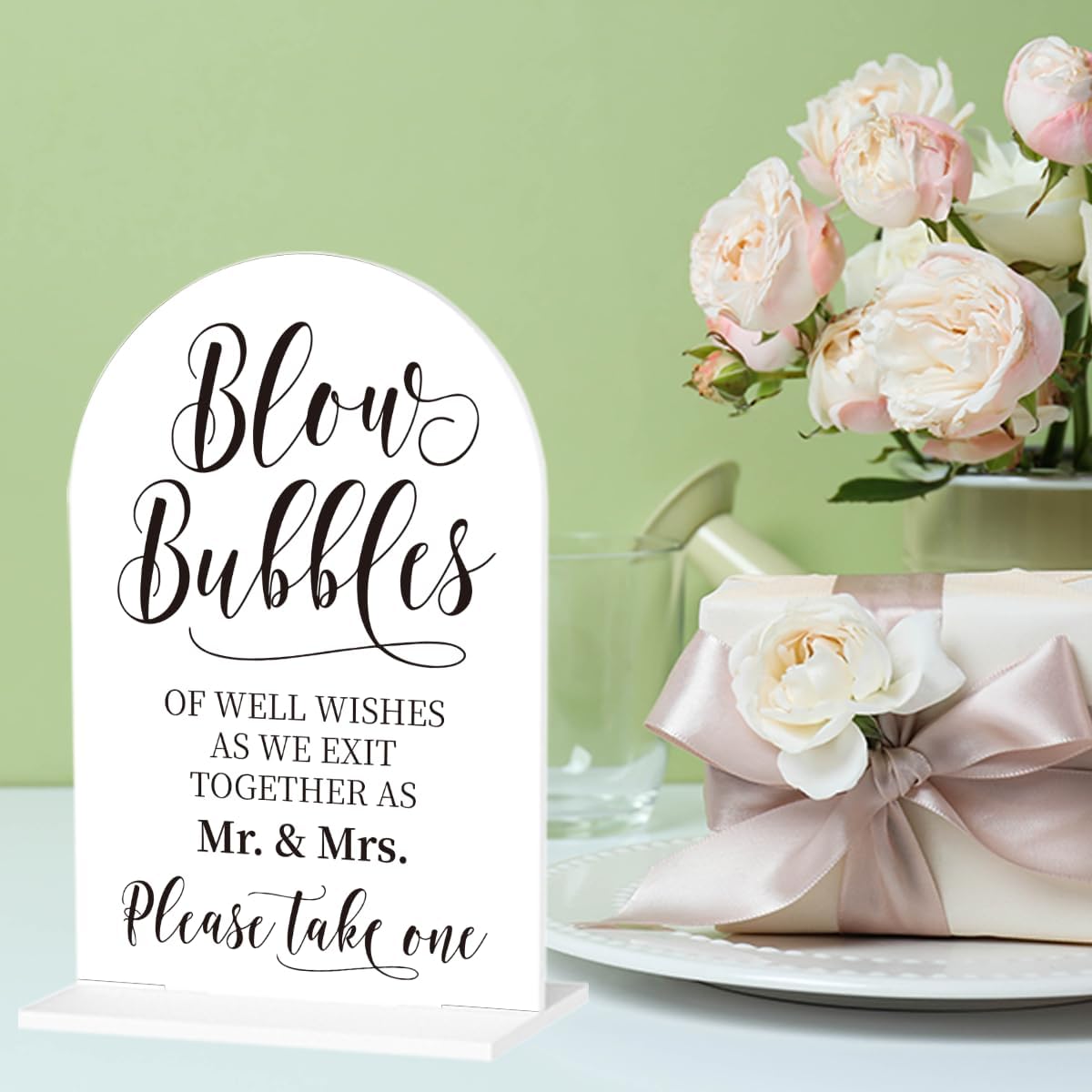 Wedding Blow Bubbles Sign, Blow Bubbles Desk Decor, Wedding Ceremony Party Reception Table Desk Acrylic Decor