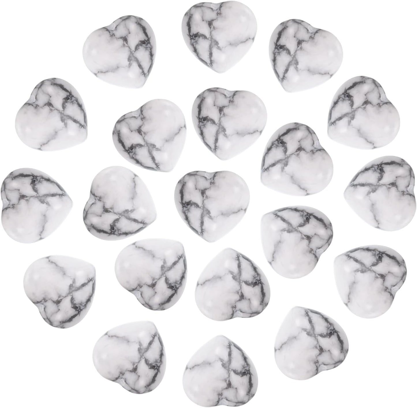 PATIKIL 20 Pcs Natural Heart Shaped Crystal Stone, 0.6 Inch Mini Polished Love Gemstone Crystal, Pocket Rock Engraved Worry Stones for Women Gifts Meditation, White Gray