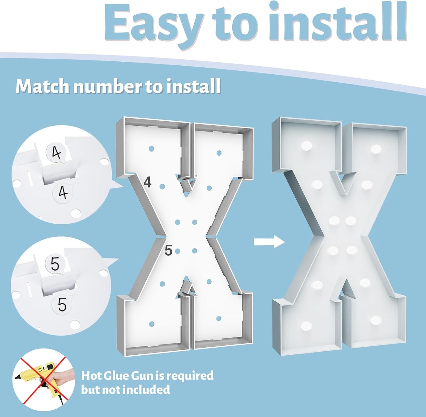 4FT Marquee Light Up Letters - Cool White Light Up Letters X with Fixed Water Bag, Party Decoration Large Marquee Light Up Letters can Be Used for Wedding Decoration, Birthday Party Decoration