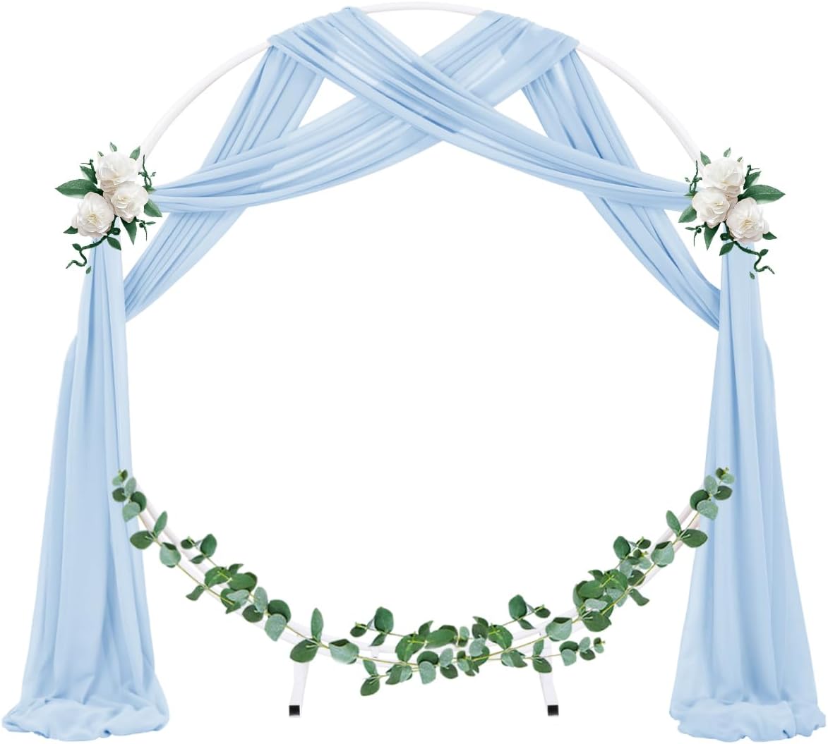 Socomi Wedding Arch Draping Fabric 3 Panels 29" x 19Ft Baby Blue Sheer Chiffon Curtain Drapes 6 Yards for Wedding Ceremony Birthday Party Decoration
