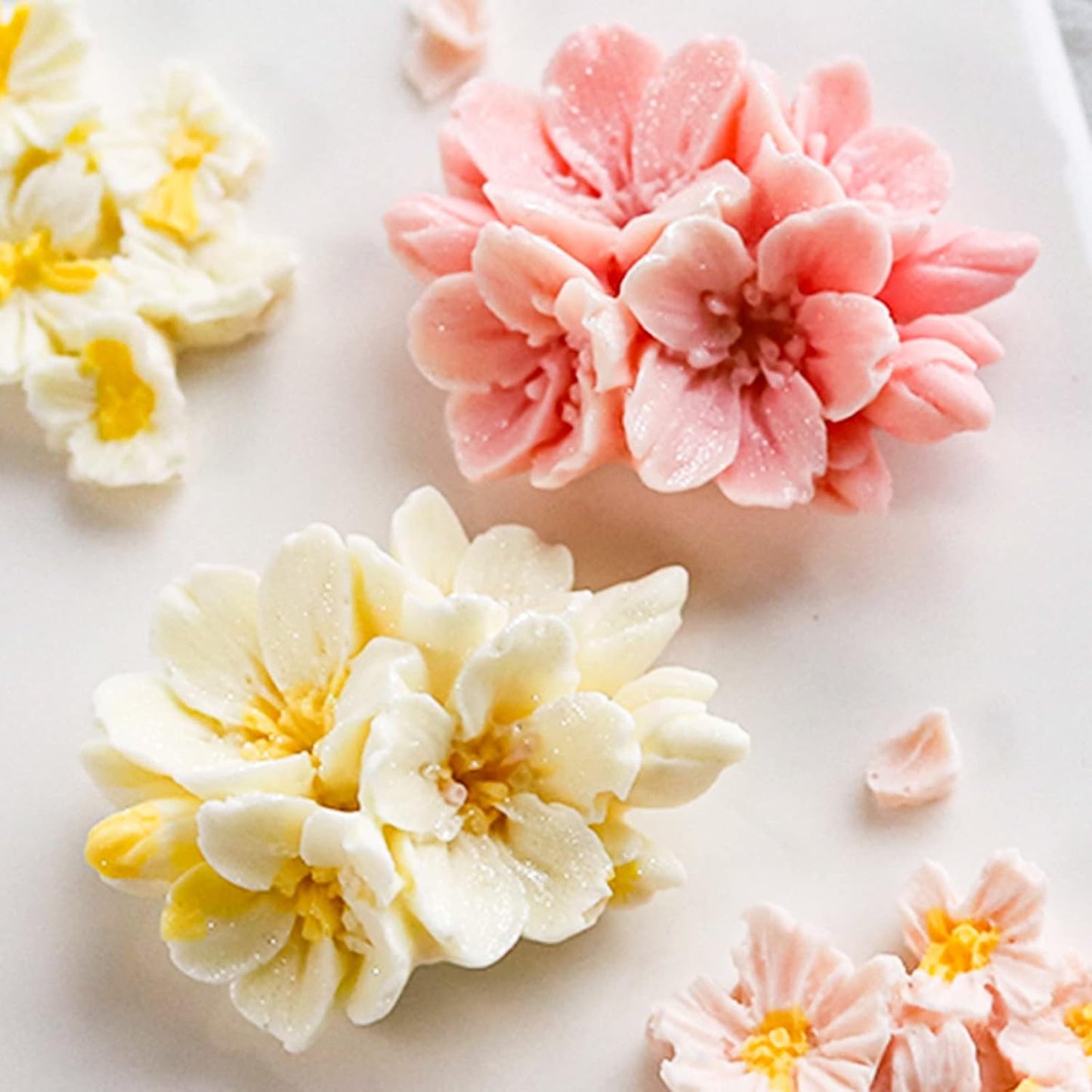 2PCS Blossom Flower Mold Silicone Flower Molds Fondant Chocolate Candy Cake Decoration Mold Silicone Molds for Epoxy Resin Casting Candle Soap DIY Art Craft Baking