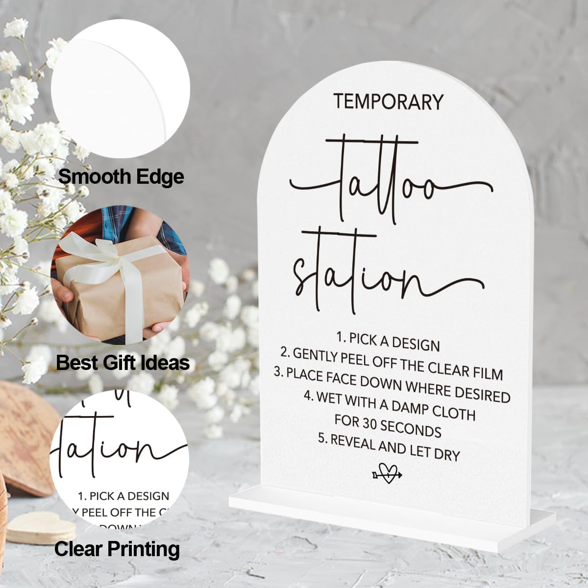 Wedding Tattoo Sign Temporary Tattoo Station Sign for Wedding Engagement Bridal Shower Bachelor Party Tattoo Bar Acrylic sign for Table Desk