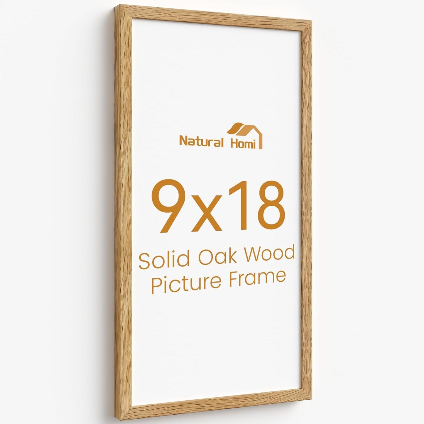 9x18 Picture Frame Oak Wood,9"x18" Natural Oak Color Wooden Frames with Tempered Glass,18x9 inch Wall Gallery Poster Frame with No Mat,9 by 18 Frames Horizontal and Vertical for Wall Mounting