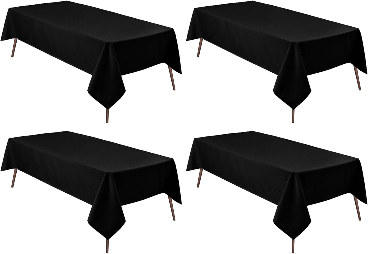 Hiasan 4 Pack Black Tablecloth Rectangle - Waterproof and Wrinklr Resistant Washable Polyester Fabric Table Cloth for Dining Room and Outdoor Use, 54 x 80 Inch