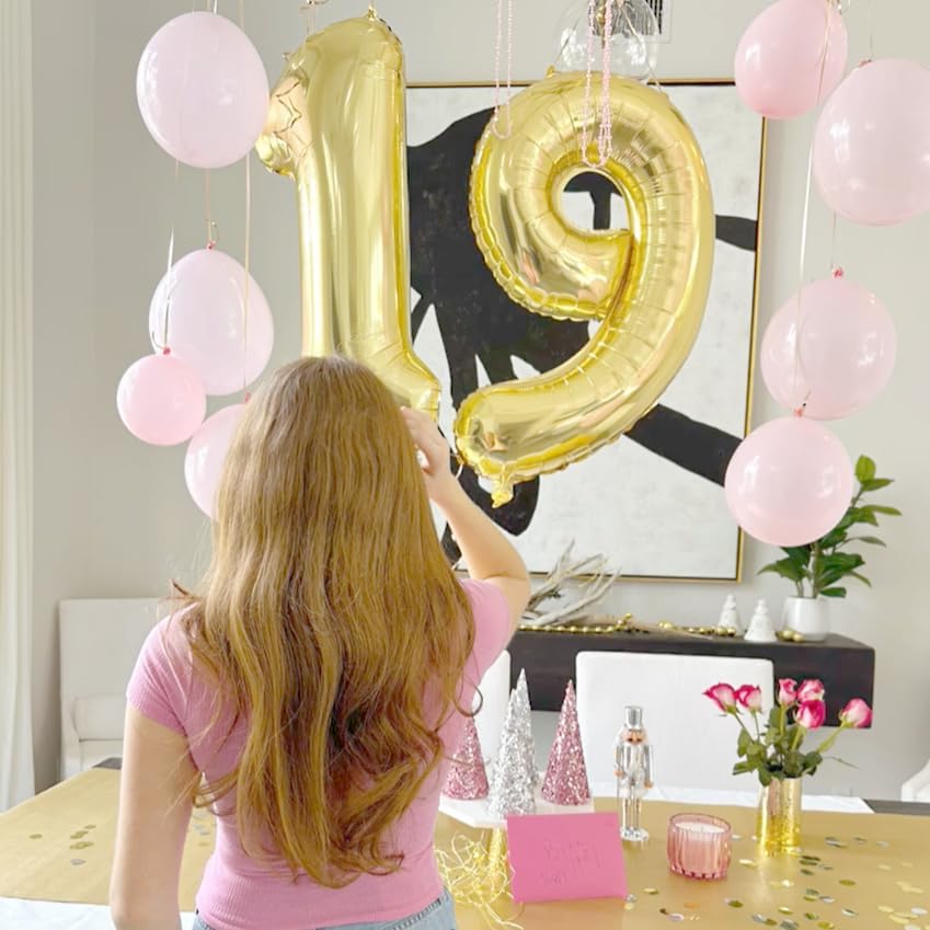 40 Inch Big Champagne Gold 9 Balloon Number, Jumbo Giant Happy 9th 19 29 39 49 99 Birthday Party Decorations,Light Gold Large Nine Mylar Foil Anniversary Birthday Party Engagement Decorations
