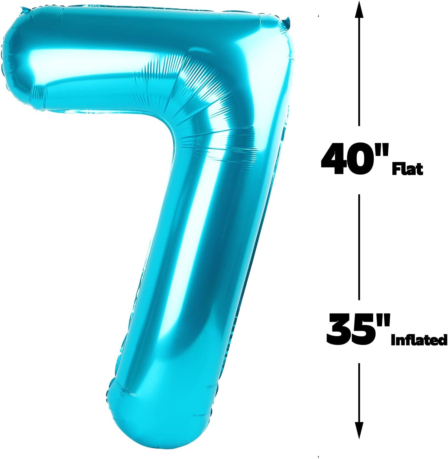 Digital Number 7 Blue Birthday Balloon 40 Inch, Foil Balloons for 7 17 27 70 77 Party Decorations Supplies, Blue Mylar Numbers Balloon for Seven Wedding Anniversary