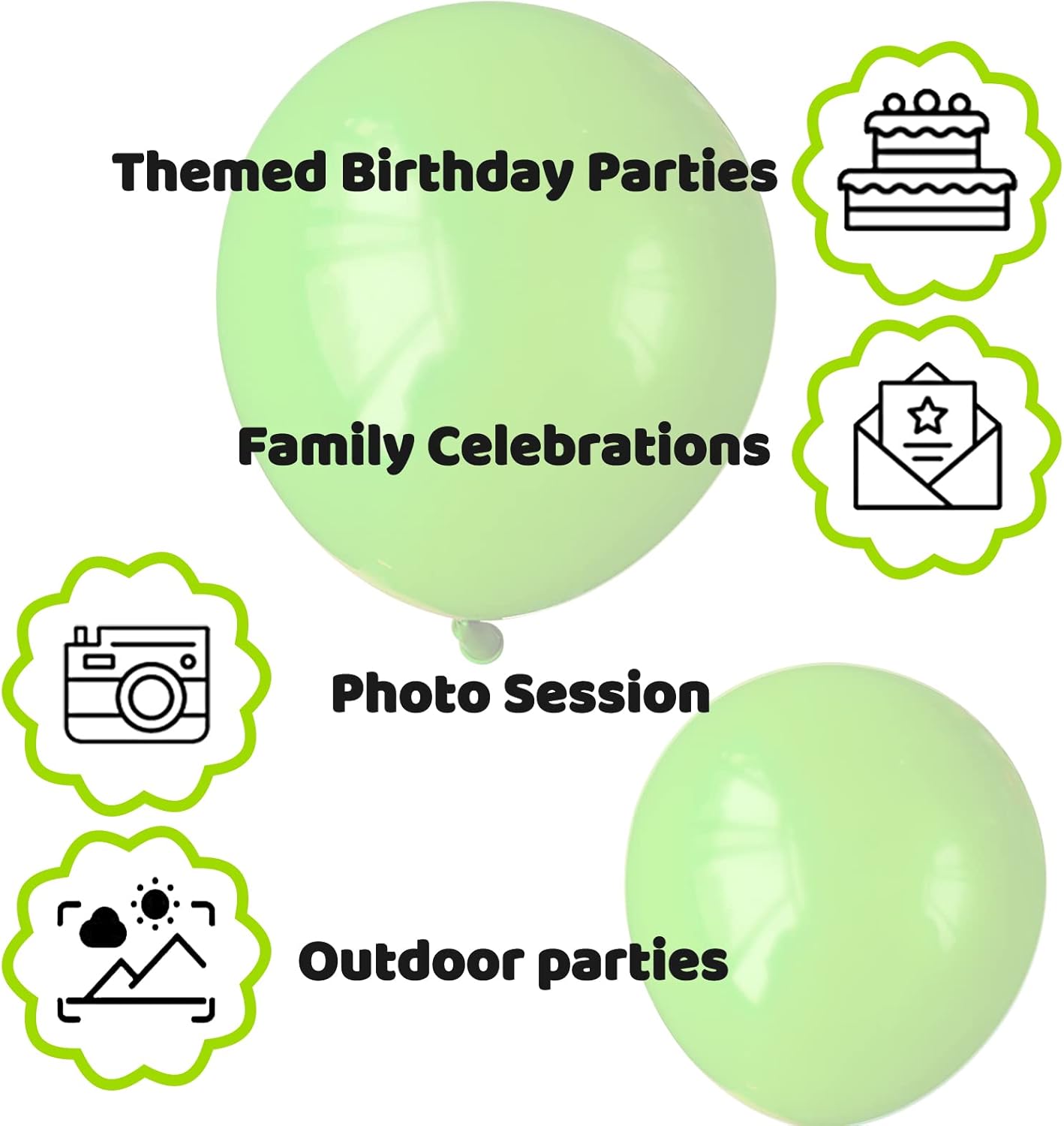 110pcs Green Balloon 12 inch, Green Latex Balloons for Birthday Party Baby Shower Wedding(with 2 Ribbons).