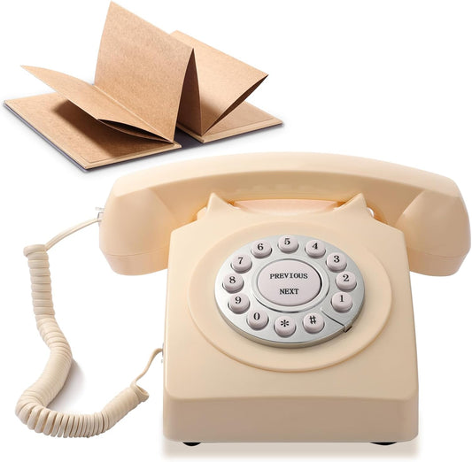 Guest Book Audio Wedding Phone,Record Voice Messages,Retro Guest Book for Wedding or Birthday Party Message Voicemail,Save The Blessings of Your Relatives and Friends（Beige）