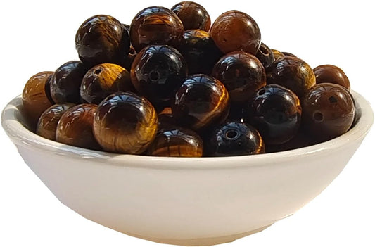 Stone Beads 6mm 140pcs Yellow Tiger Eye Beads Round Loose Gemstones Beads for Bracelet Necklace Jewelry Making (6mm, 60614 Yellow Tiger Eye)