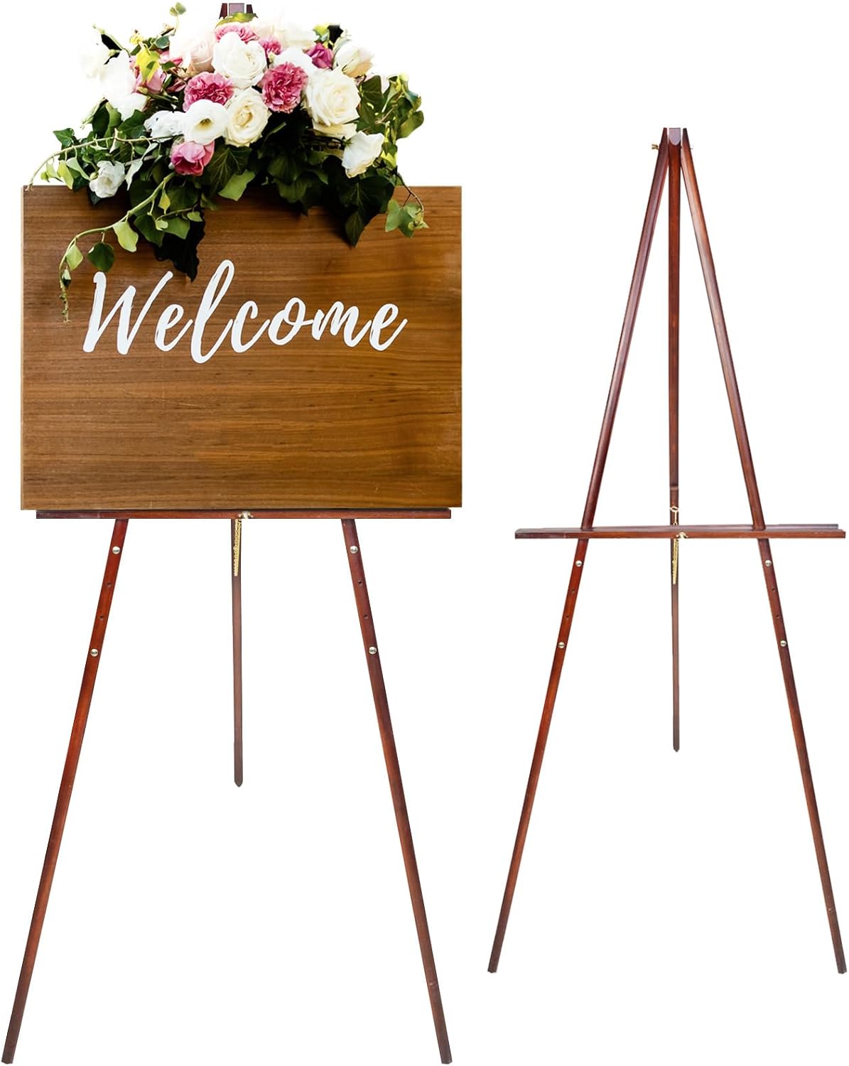 Conda 63" Wooden Tripod Artist Display Easel with Tray, A-Frame Adjustable Easel Stand for Wedding Sign, Foldable Easels for Painting Canvas, Display & Posters