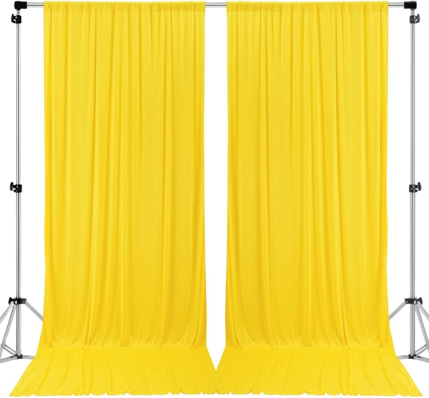 AK TRADING CO. 10 feet x 8 feet IFR Polyester Backdrop Drapes Curtains Panels with Rod Pockets - Wedding Ceremony Party Home Window Decorations - Lemon Yellow