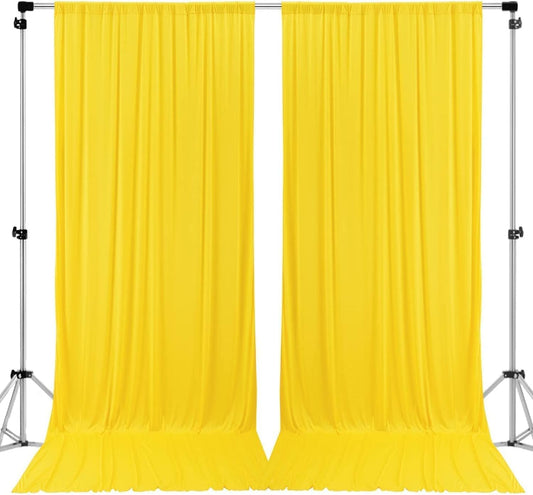 AK TRADING CO. 10 feet x 8 feet IFR Polyester Backdrop Drapes Curtains Panels with Rod Pockets - Wedding Ceremony Party Home Window Decorations - Lemon Yellow