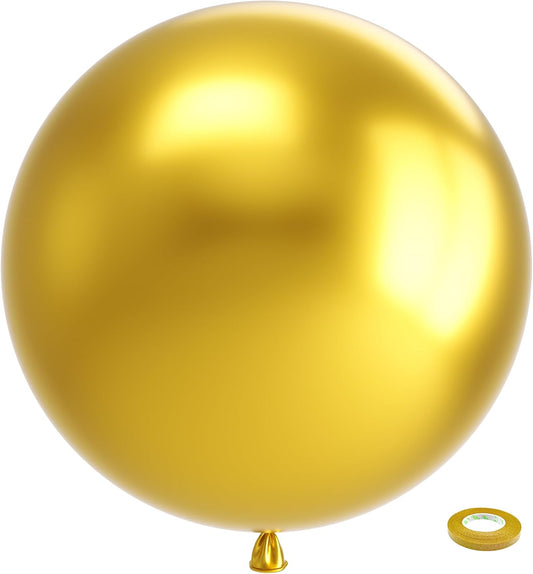 Bezente Metallic Gold Giant Balloons 36 Inch - 8 Pack Jumbo Chrome Gold Balloons Large Round Gold Latex Balloons for Photo Shoot Wedding Bridal Shower Graduation Birthday Christmas Party Decorations