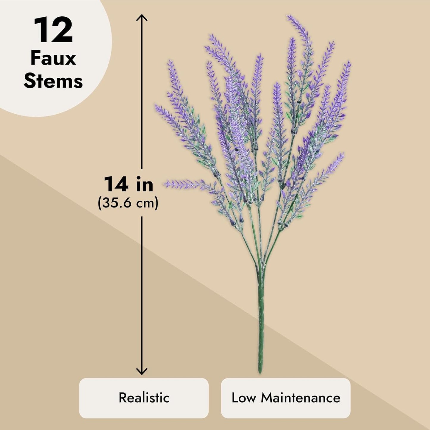 Juvale 12 Bundles Lavender Artificial Flower Stems - 2" D x 3" W x 14" H - Purple - Weather Resistant Artificial Flowers for Outdoors & Wedding Centerpieces & Door Wreaths