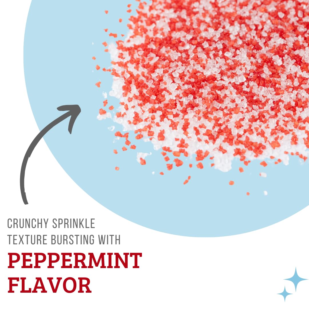 Sweets Indeed Peppermint Sugar Topping – 5.11 oz Holiday Candy Cane Finish | Festive Peppermint Sugar for Cakes, Cookies, Hot Cocoa & Christmas Desserts