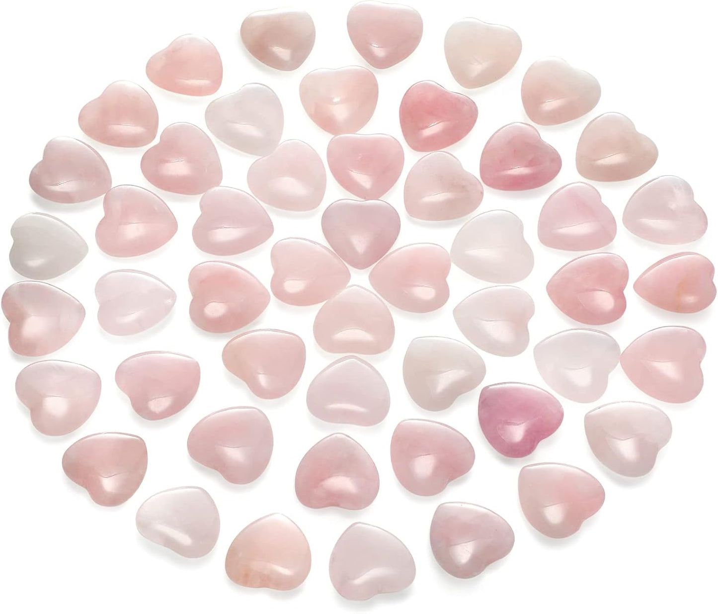 Gerrii 50 Pcs Heart Healing Stone Bulk Quartz Heart Inspirational Stones Gift for Women Love Pocket Polished Natural Energy Balancing Meditation 0.8 Inch(Rose Pink)