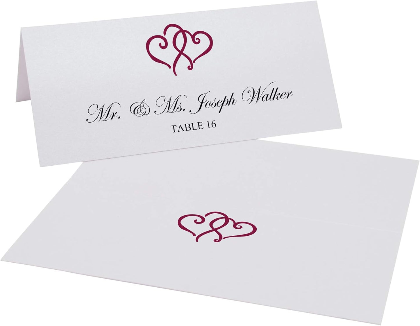 Linked Hearts Printable Place Cards, Burgundy (Choose Color), Set of 150 (25 Sheets), Laser & Inkjet Printers - Wedding, Party, Dinner, and Special Events - Made in the USA
