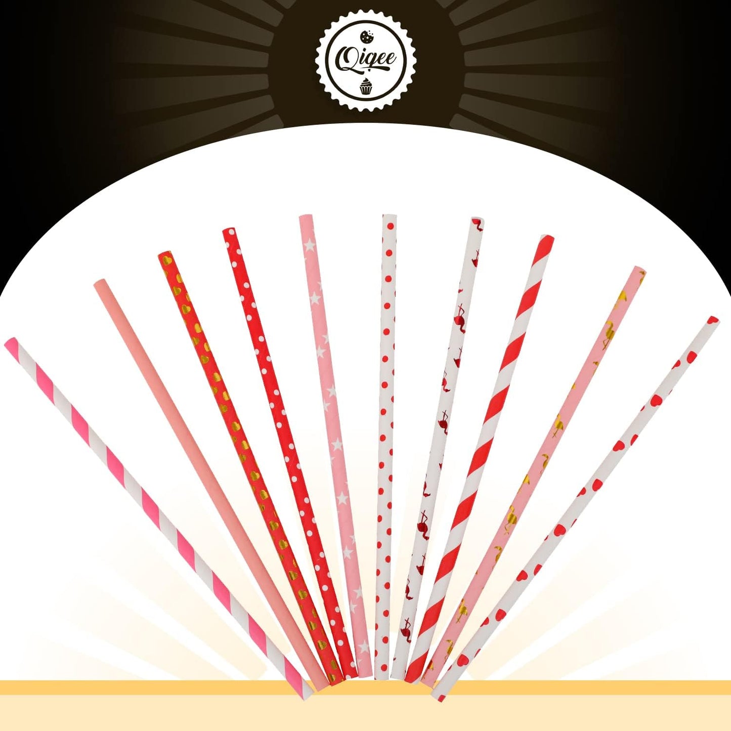 Valentine Paper Straws for Drinking Disposable Straws 150pcs Disposable Straws Bulk（10 Pattern）qiqee
