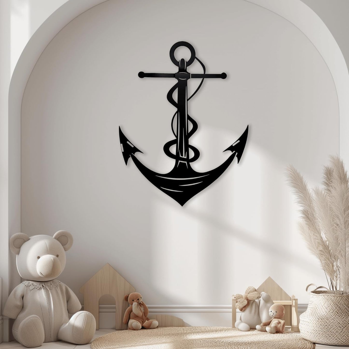 XXQ Anchor Metal Wall Decor - Antique Anchor Wall Art for Bedroom & Living Room - Farmhouse Decor (Black, 20" x 30")