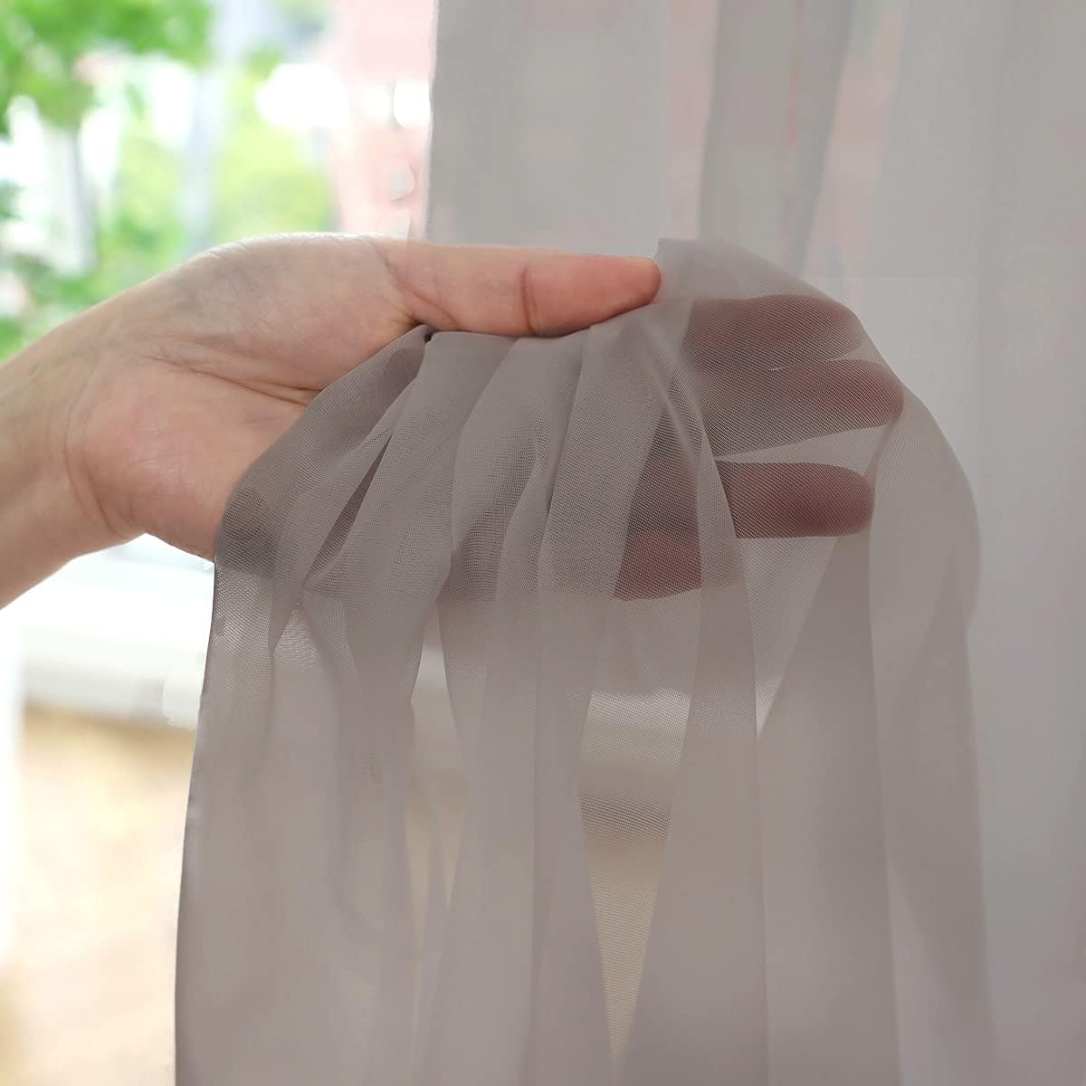 Window Light Grey Sheer Curtains 48 Inches Width 145 Inches Long 2 Panels Sheer Curtain Clear Curtains Basic Rod Pocket Panel for Home Living Room Bedroom Kids Room Yard Patio Parlor Sliding