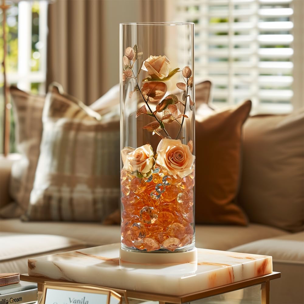 HappyFiller 720 PCS Champagne Acrylic Diamonds Gems for Fall Decoration Vase Fillers,Wedding Centerpieces,Party Table Scatters Decor,Home Accents,Arts Crafts,Treasure Jewels Gemstones