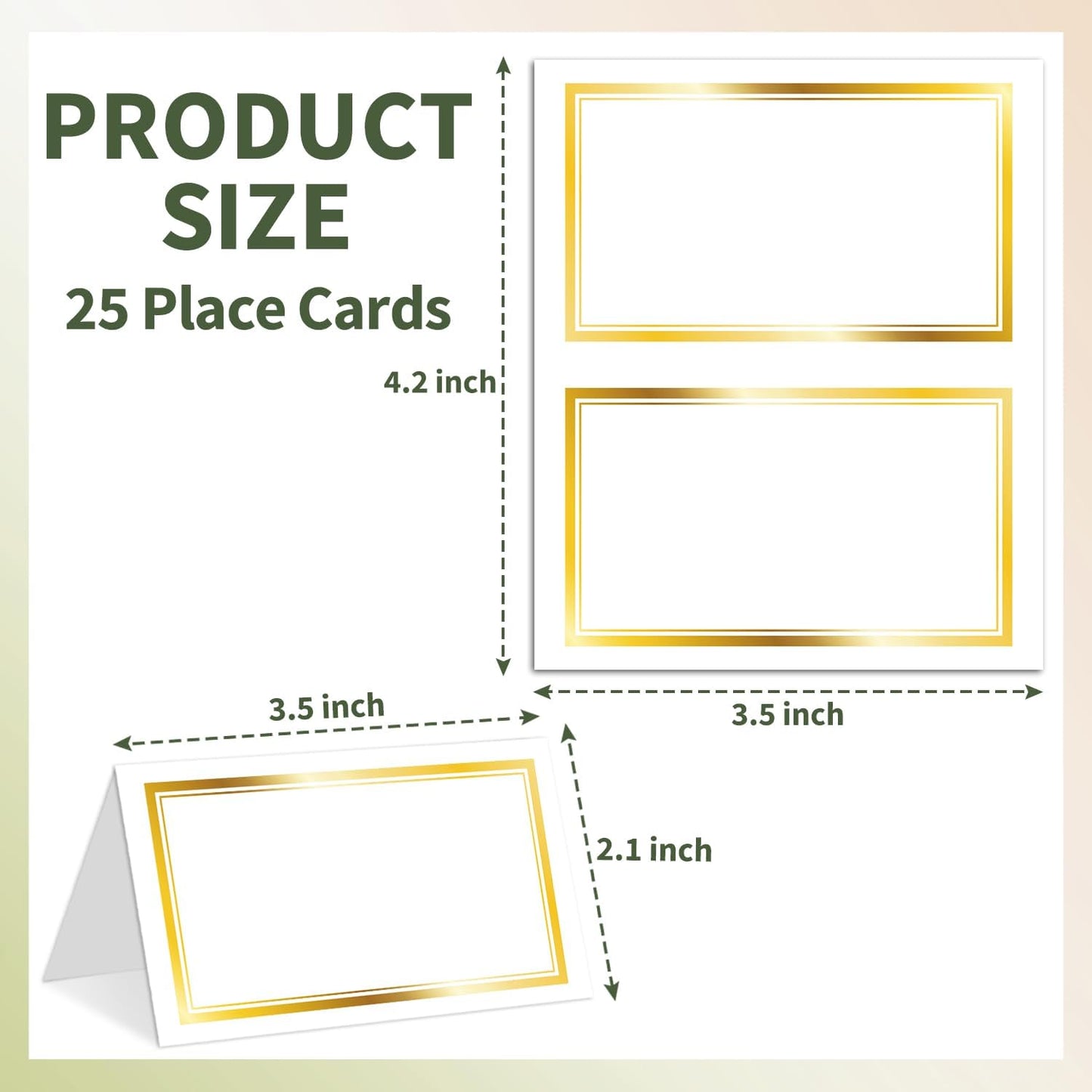 25 Premium Place Cards for Table Seating, Wedding Name Place Card with Gold Foil Border, Tent Cards for Birthday Bridal Shower Baby Shower Reception Dinner Party Decorations -A29