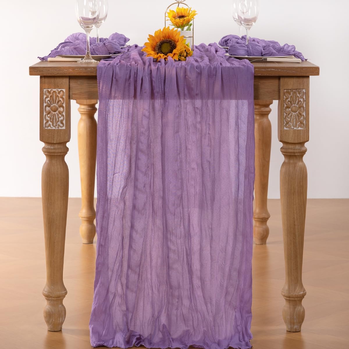 Lavender Purple Cheesecloth Table Runner 4 Pack Fall Table Runners Boho Gauze 120 Inches Cheese Cloth Fall Table Decorations for Thanksgiving Wedding Bridal Baby Shower Birthday Garden Party